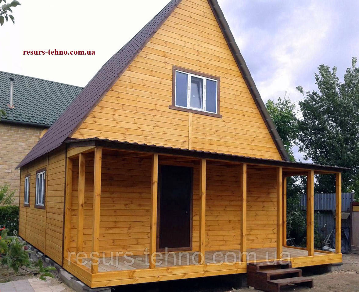 Каркасний будинок 7,0 м х 7,5 м фальшбрус із мансардою