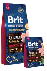 ТЕРМІН 03.2025!! Сухий корм для літніх собак великих порід Brit Premium Senior L/XL