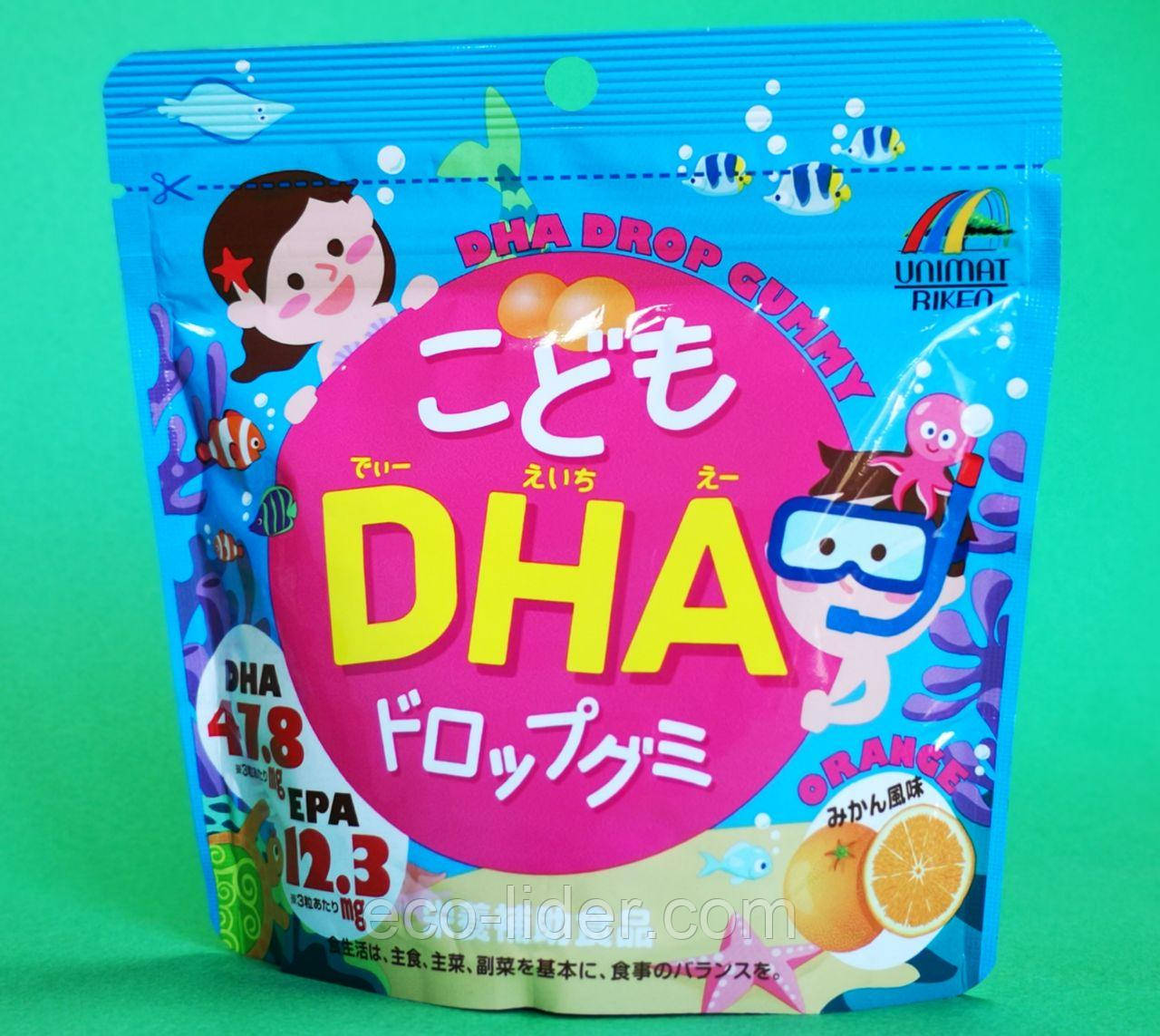 Омега-3 для дітей зі смаком апельсина DHA Unimat Riken (риб'ячий жир), 90 капсул на 1 місяць, Японія, фото 1