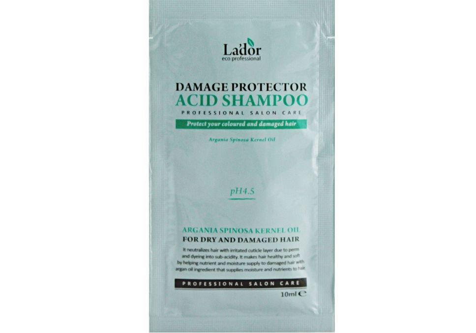 Безлужний шампунь з колагеном і аргановою олією La'dor Damage Protector Acid Shampoo 10 мл