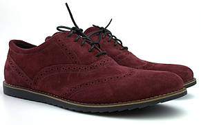 Бордові броги туфлі чоловічі замшеві взуття Rosso Avangard Romano 2 Marsala Vel колір марсала