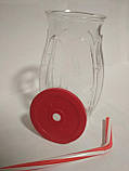 Стакан банка скляний для коктейлів 500 мл з червоною пластиковою кришкою і трубочкою Banana UniGlass, фото 3