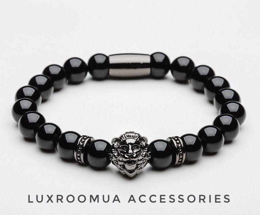Браслет з натуральних каменів Black Lion