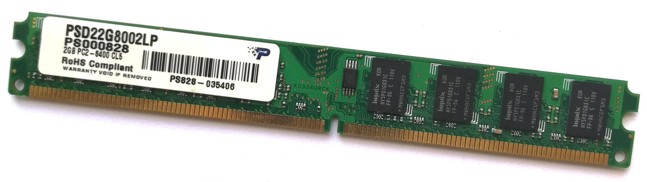 Оперативная память Patriot DDR2 2Gb 800MHz PC2 6400U LP 2R8 CL5 (PSD22G8002LP) Б/У