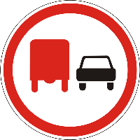 Знак дорожный "3.27. Обгон грузовым автомобилям запрещен"