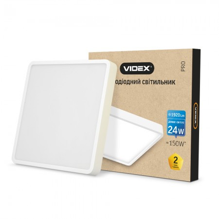 LED светильник накладной квадрат VIDEX 24W 5000K 220V