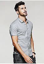 Стильна чоловіча сорочка сірого кольору з бавовни, фото 3