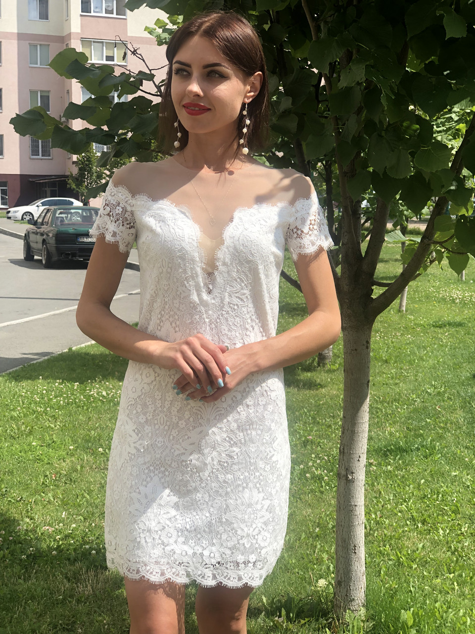 Жіноче плаття з гіпюру Poliit 8484 білий 38