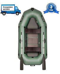 Двомісний надувний човен BARK B-250D з рейковим настилом двомісний рибальський човен із рухомими сидіннями надувна лодка