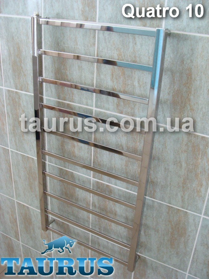 Комбінована сушарка для рушників (вода + електро) Quatro 10/1050х450 з плоскої нержавіючої сталі