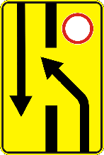 Знак дорожній "5.24.1. Зміна напрямку руху на дорозі з роздільною смугою "