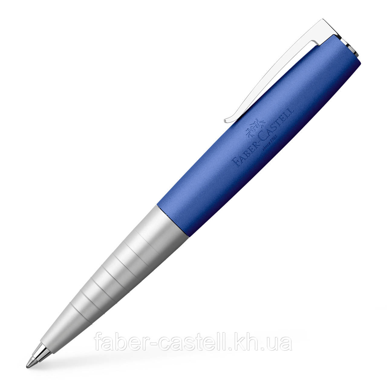 Кулькова ручка Faber-Castell LOOM Metallic Blue, корпус кольору срібло та синій металік, 149001