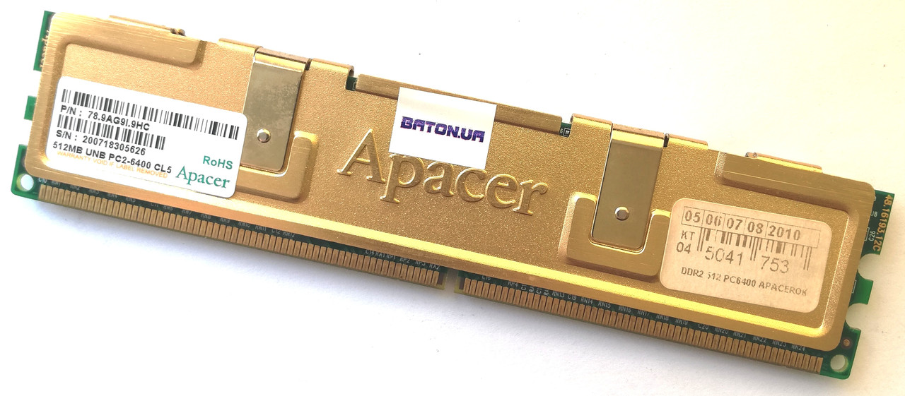Игровая оперативная память Apacer DDR2 512MB 800MHz PC2 6400U CL5 (78.9AG9I.9HC) Б/У