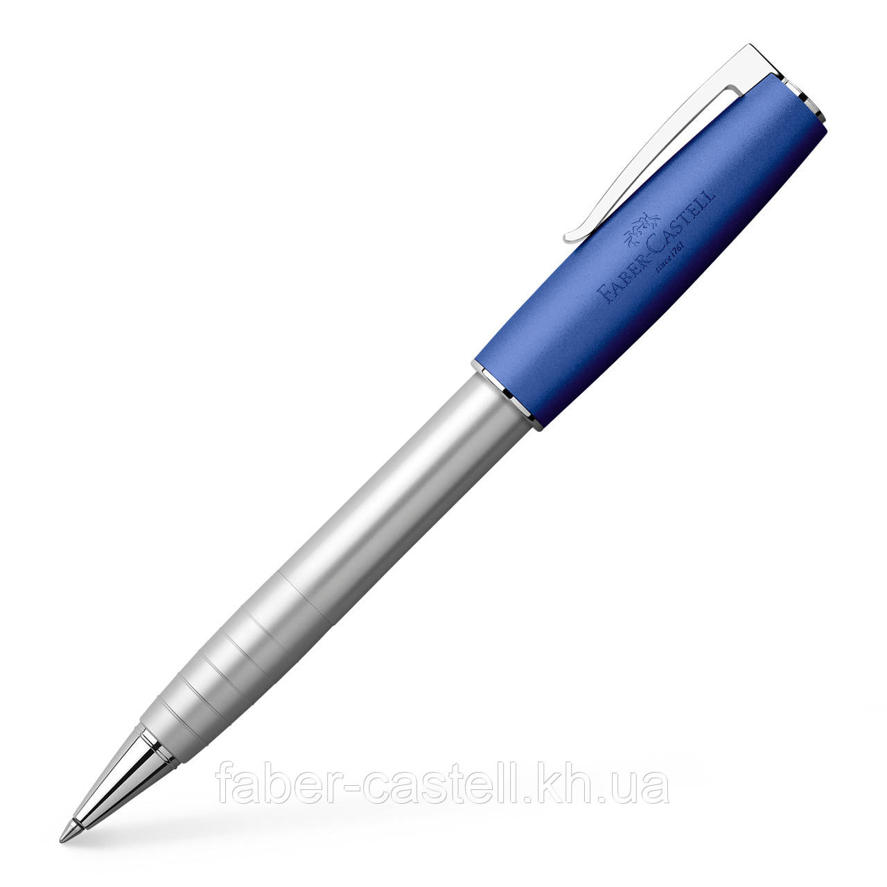 Ручка ролер Faber-Castell LOOM Metallic Blue, корпус кольору срібло та синій металік, 149115