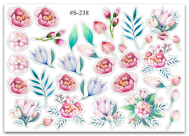 Stickers Pack Watercolor, Flowers #238