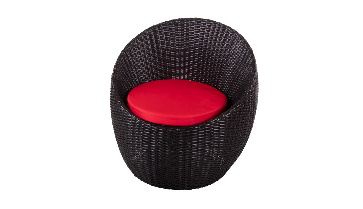 Крісло плетене Пандора Міні без текстилю, каркас алюміній, віск. ротанг Чорний (Terico ТМ)