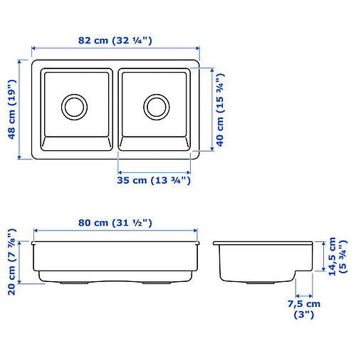 Купить Кухонная IKEA Havsen 792.502.65 врезная керамическая мойка под ...
