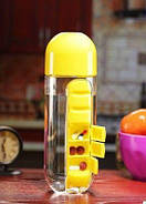 Пляшка для води з таблетницею Pill Vitamin Water Bottle Yellow, фото 3