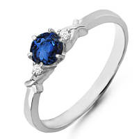 Золоте кільце з сапфіром і діамантами 0,04 карат