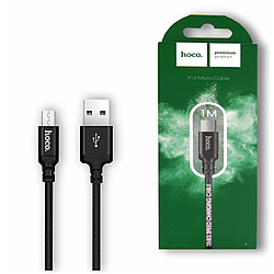 Кабель Micro USB "Hoco X14" 1м нейлон круглий дріт, чорний