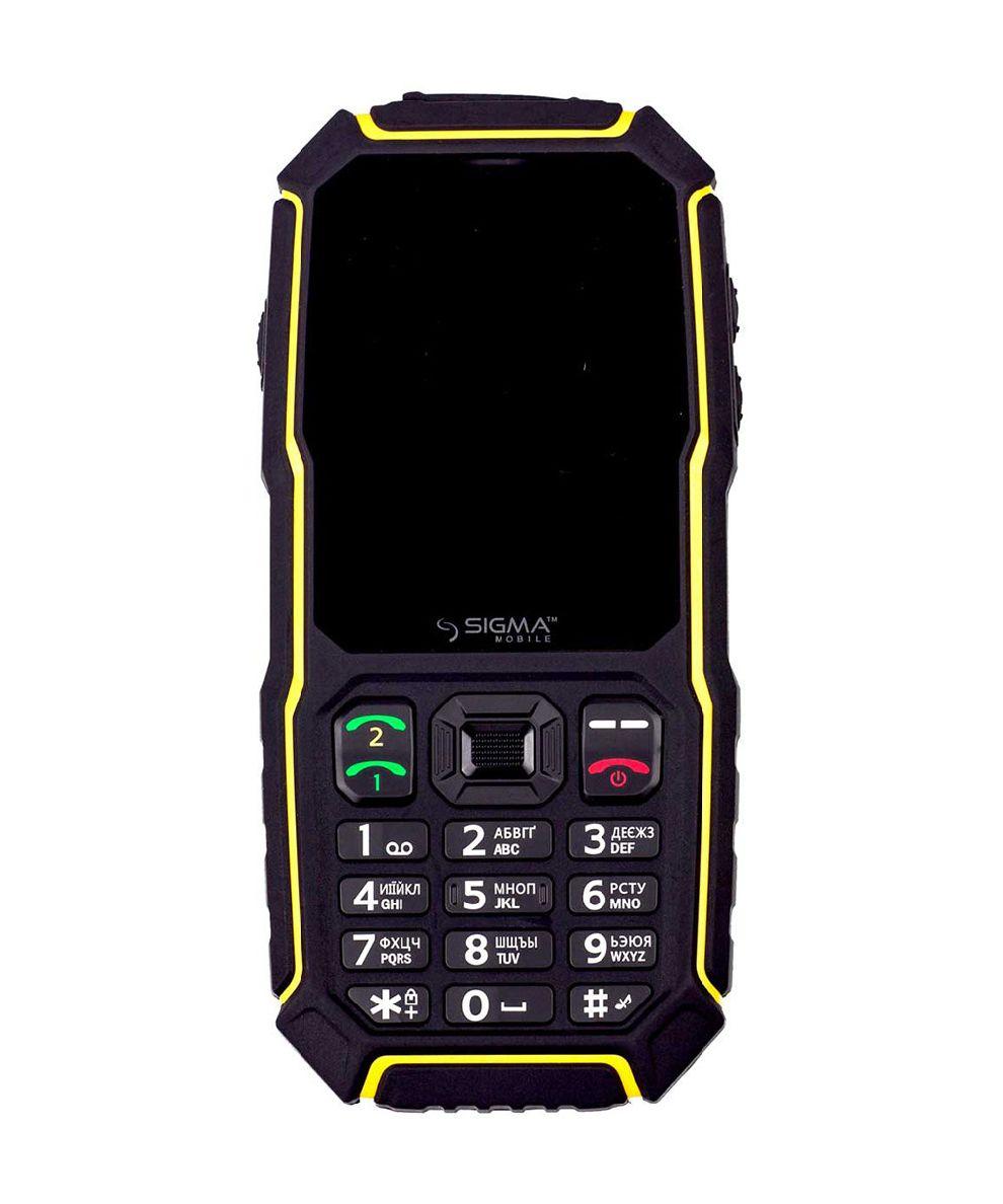 Кнопковий захищений телефон з великим екраном і кнопкою SOS Sigma X-treme ST68 чорно-жовтий
