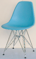 Стул Nik Chrom ML голубой 50 на хромированных ножках, дизайн Eames DSR Eiffel Leg