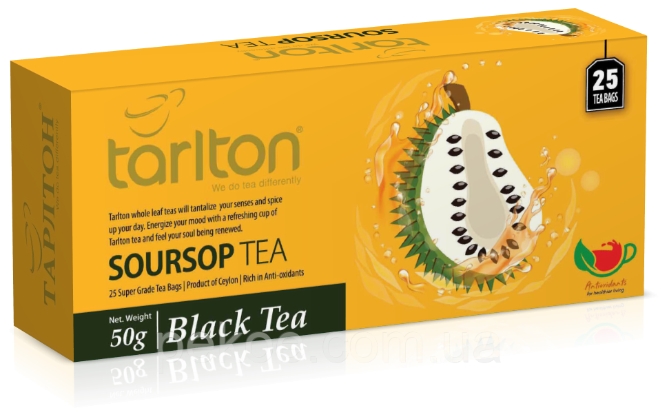 Чай черный Тарлтон Саусеп 25 пакетник Tarlton Soursop Black Tea цейлонский - фото 1 - id-p1007396482