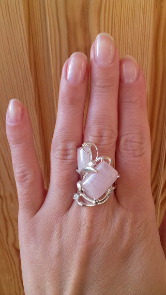 Срібне кільце Брюге з рожевим кварцем, фото 1