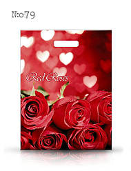 Поліетиленовий пакет із прорізною ручкою 290*390 мм Троянди червоні 10 шт.