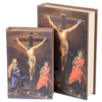 Книга-скринька Veronese Розп'яття Ісуса 2 шт 33х22х7 см 0897KSH книга скринька кешбокс кеш бокс, фото 2