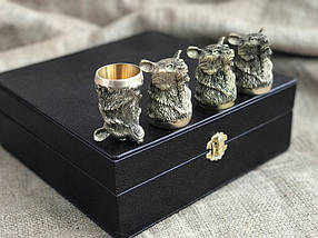 Набір бронзових чарок Nb Art Ведмідь 4 шт 480028 VE, фото 2