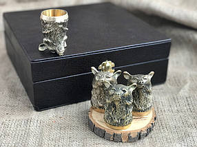 Набір бронзових чарок Nb Art Ведмідь 4 шт 480028 VE, фото 3