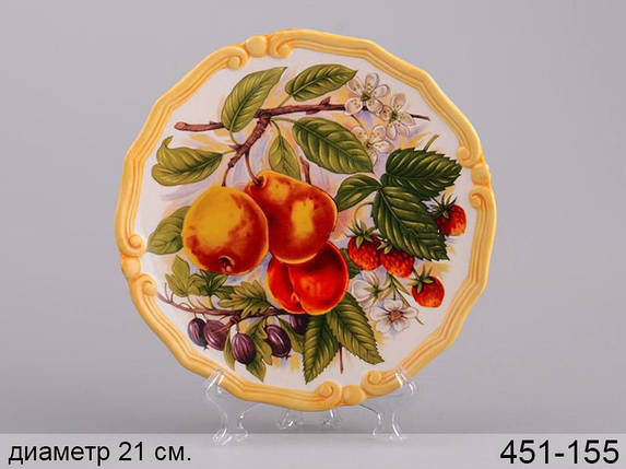 Декоративна тарілка Груші 21 см 451-155 настінна керамічна декор на стіну фрукти, фото 2