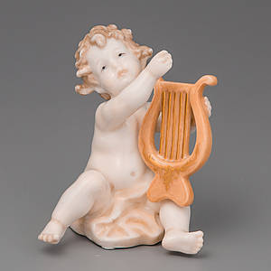Статуетка Ангелок з лірою 7 см Unicorn Studio фігурка, що грає ангел- музикант порцеляновий