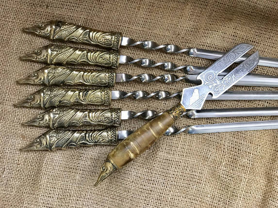 Шампура Люкс Щука з вилкою для зняття м'яса Nb Art 47330072 VE, фото 1