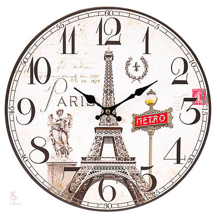 Годинники настінні Gastar 34 см 1015AL годинник на стіну Париж Ейфелева вежа, фото 2
