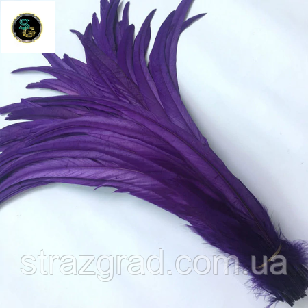 Пір'я півня Декоративне перо Колір Фіолетовий 26-35см, фото 1