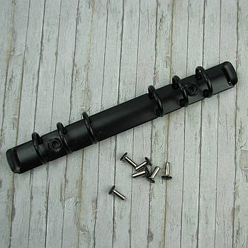 Кільцевий механізм для альбома А6 чорний на 6 кілець 171*20мм з кріпленням заклепки KMX010