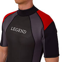 Гідрокостюм короткий для серфінгу та водних лиж чоловічий LEGEND PL-6407 розмір XS-XXL 3 мм чорний-червоний-сірий, фото 6