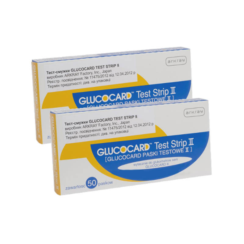 Тест-смужки глюкокар 2 (Glucocard II) No50 у наборі з двох паковань (100 штук), Японія