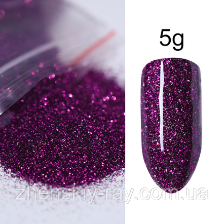 ГЛІТТЕР (ПІСКА) ДЛЯ ДЕКОРА НОГТІВ (ТЕМНО-ФІОЛТИВНИЙ) , фото 1