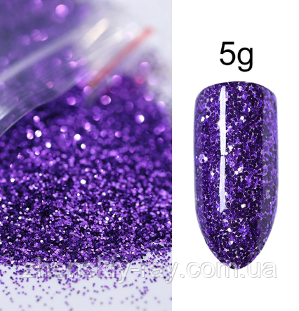 ГЛІТТЕР (ПЕКА) ДЛЯ ДЕКОРА НОГТІВ (ТЕМНО-СІРЕНОВИЙ)