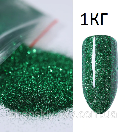 ГЛІТТЕР (ПЕКА) ДЛЯ ДЕКОРА НОГТЕЙ (ЗЕЛЕНИЙ) 1 КГ, фото 1