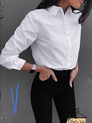 Жіноча біла сорочка з довгим рукавом