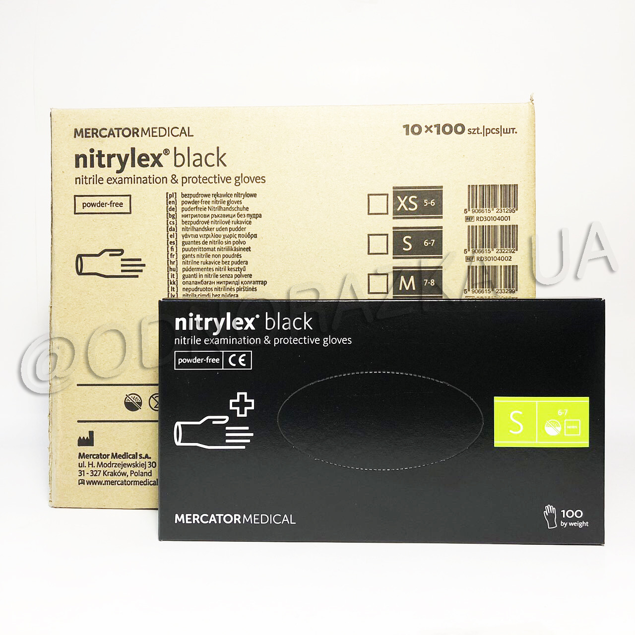 Одноразові нітрилові рукавички Nitrylex Black, розмір S, чорні, опт від ящика