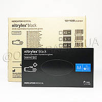 Одноразовые нитриловые перчатки Nitrylex Black, размер M, черные, опт от ящика