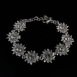 Жіночий браслет з квіточками, браслет під срібло