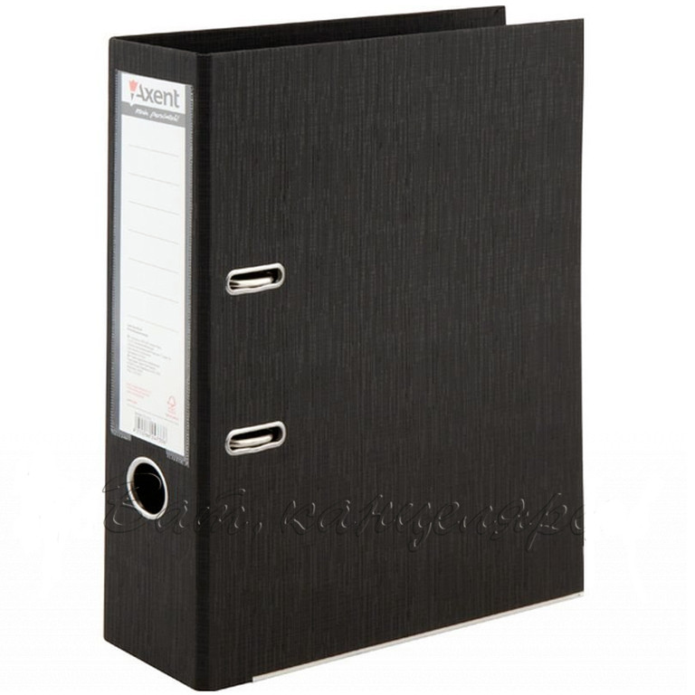 Реєстратор А4 Axent 1722-01C-A черній 75мм 2стороння, покриття ПВХ, металева окантовка (збірна)