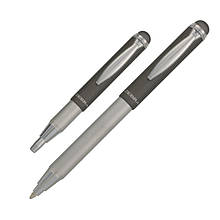 Ручка без футляра Zebra синій РШ металева Telescopics (стилус) сірий металік