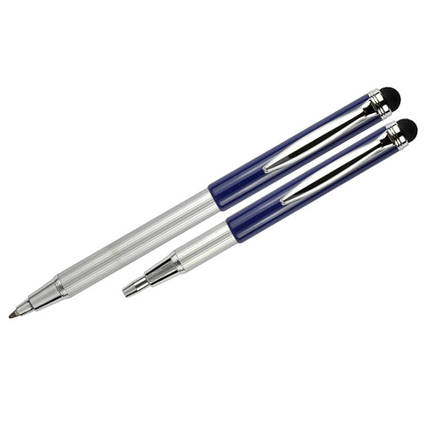 Ручка без футляра Zebra синій РШ металева Telescopics (стилус) синій металік, фото 2